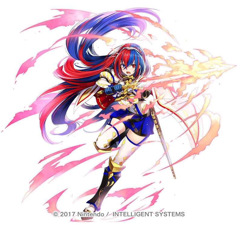 1girl heterochromia long hair weapon sword red hair blue eyes  illustration images