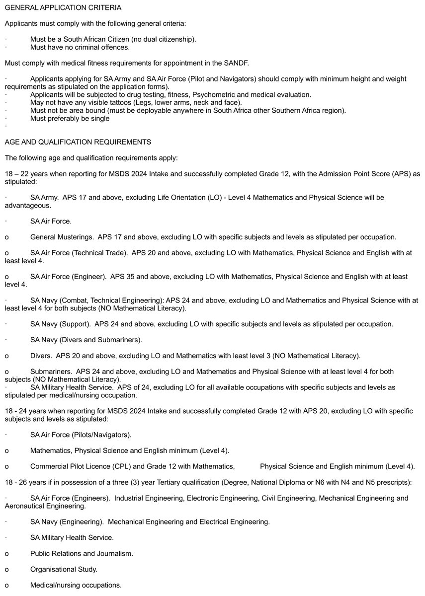 SANDF_ZA's tweet photo. SA National Defence Force Military Skills Development System Application Forms || SA Army || Applications ARE NOT FOR SALE. Under no circumstances will it be required for money to change hands when receiving/submitting MSDS Application Forms.

#SANDF
#SAArmy https://t.co/gQwJMFpI1V