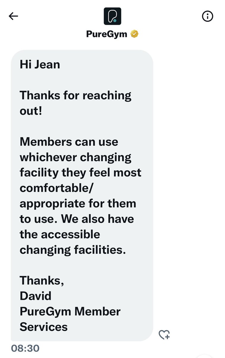 I asked <a href="/PureGym/">PureGym</a> about their changing policy. The answer is ludicrous. If a male rapist feels “comfortable” in the women’s changing room he is perfectly entitled to go in. You are placing women at risk of sexual assault and it is a ticking time bomb.