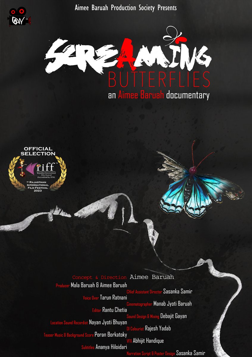 Pleased to Announce that : [ RIFF Panorama Non Feature Film Category ] SCREAMING BUTTERFLIES : Documentary Film ( Regional ) | India | Assamese | 2021 | 42 min | Director : Aimee Baruah | Produced By : Aimee Baruah and Mala Baruah | Cast : Parishmita Goswami, Sangita Medni
#RIFF
