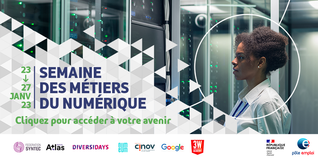 #Agenda - 5e édition de la semaine des métiers du #numérique 🚀 @poleemploi_IDF s'engage pour promouvoir les opportunités d’#emploi et de formation dans ce secteur aux côtés de @OpcoAtlas @diversidays @GoogleEnFrance @numeum_ @FederationCinov @FSyntec 👉 plmpl.fr/c/hExUy