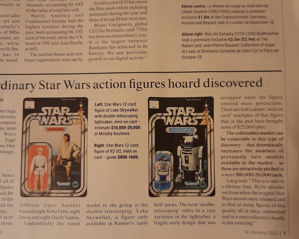 RAM_Toys's tweet photo. IMPORTANT ANNOUNCEMENT
this article appeared in the Antiques Trade Gazette #2575. As a shop owner of vintage and collectible toys, this development may impact on the price I buy and sell for.
#starwars #vintagestarwars #mocs #12back #first12 #last17 #potf https://t.co/J6yGgugccL