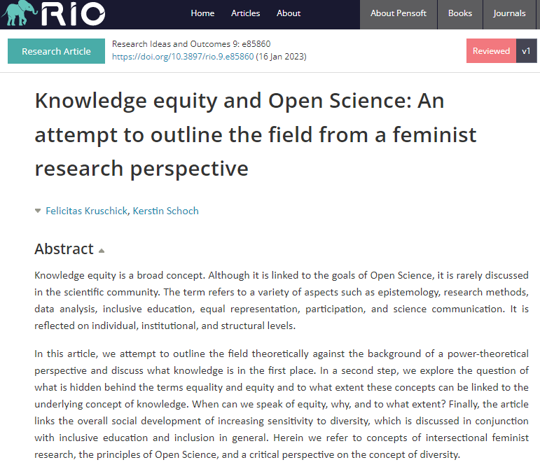 RIO Journal (@riojournal) on Twitter photo Drawing on <a href="/OpenSciFellows/">Voices of the Open Science Alumni Freies Wissen</a>-associated projects, @FelicitasKru and @kunsthochzwei aim to define & describe the term "knowledge #equity" with regard to its implications for #OpenScience within the #SocialSciences, beyond technical perspectives.
🔗Study: doi.org/10.3897/rio.9.… 1/2 Drawing on <a href="/OpenSciFellows/">Voices of the Open Science Alumni Freies Wissen</a>-associated projects, @FelicitasKru and @kunsthochzwei aim to define & describe the term "knowledge #equity" with regard to its implications for #OpenScience within the #SocialSciences, beyond technical perspectives.
🔗Study: doi.org/10.3897/rio.9.… 1/2