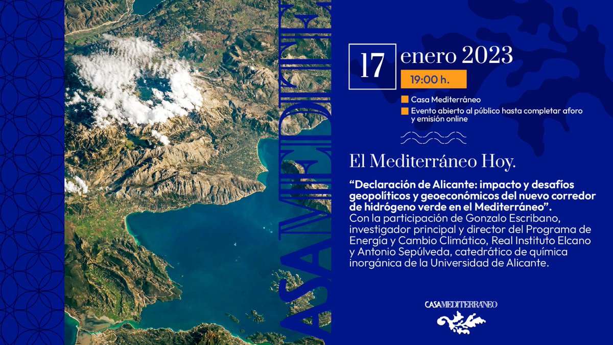 Nos vemos mañana en Casa Mediterráneo para hablar de Hidrógeno Verde y de la Declaración de Alicante.