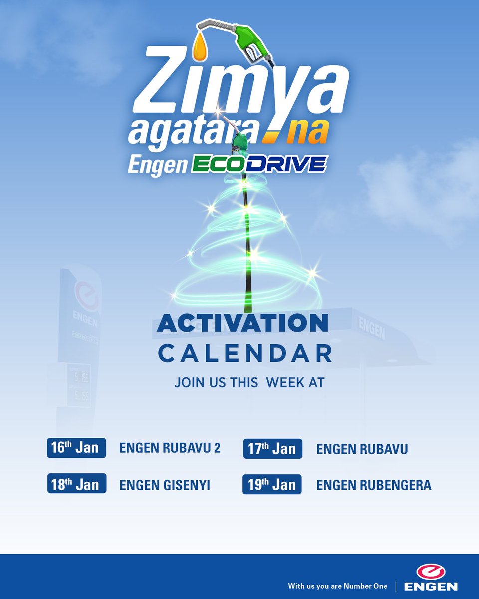 VivoEnergyRw's tweet photo. WIN 1000 LITERS OF FREE ENGEN ECODRIVE FUELS!
With just two weeks left, don't miss your chance to win 1000 liters of free Ecodrive fuel! 5000 liters total are up for grabs.
#ZimyaAgataraNaEngenEcodrive #EngenNewWave https://t.co/kI4Uwe9djf
