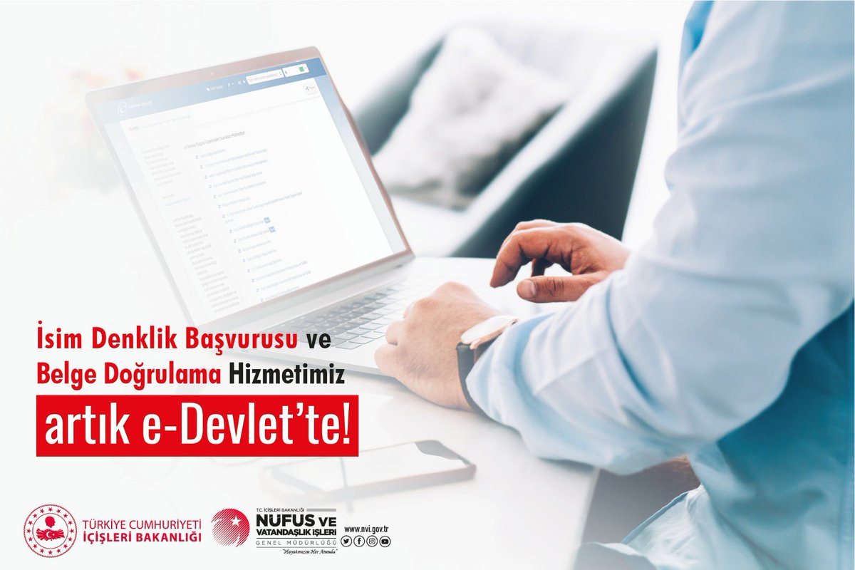 Nüfus Müdürlüklerine gitmenize gerek kalmadan kendiniz,eşiniz ve alt-üst soyunuzun İsim Denklik Belgesi Başvurusunu artık e-Devlet Kapısı aracılığıyla yapabilir ve belgenizi doğrulanabilirsiniz.⬇️