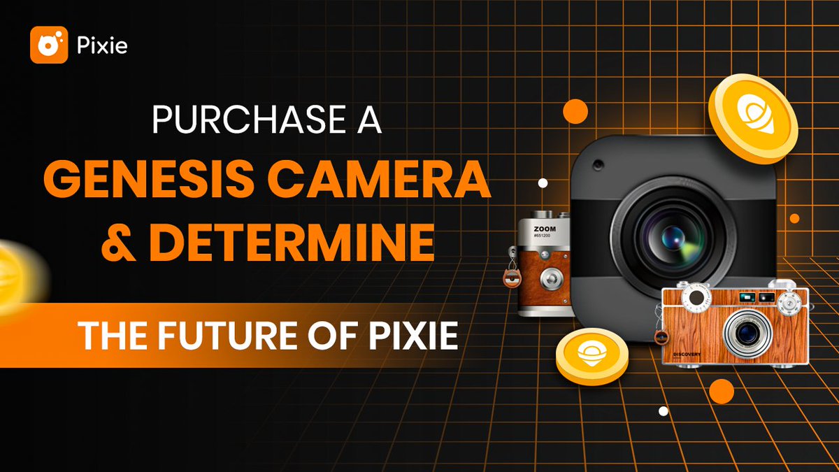 PixieApp's tweet photo. Purchase a Genesis Camera &amp; Determine The Future of Pixie!
Purchase the Genesis Cameras from the in-app NFT store now! https://t.co/C99l8NRDVl