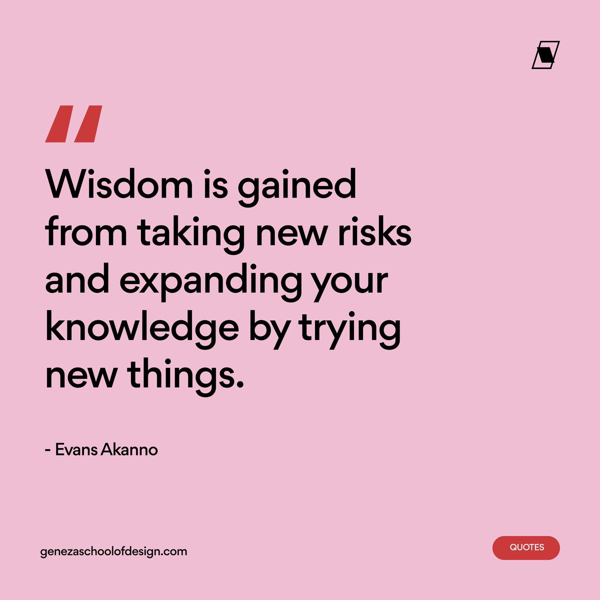 genezaschool's tweet image. Wise words from @evansakanno 🤗

Don’t forget to take that bold step today!

What new things are you going to be trying out this week?

#mondaythoughts #designspiration