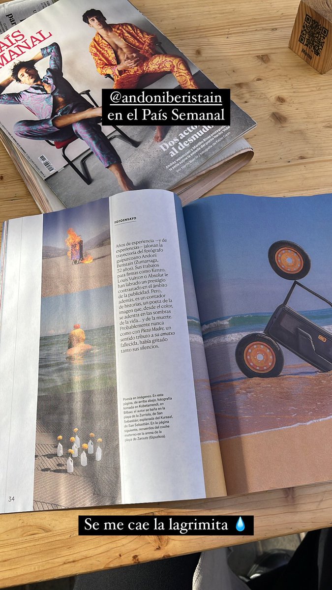 Ayer mi amiguiiiisimo del alma <a href="/andoniberistain/">andoni beristain</a> salió en el <a href="/elpaissemanal/">EL PAÍS SEMANAL</a> y a mi se me cayó una lagrimita. #piezamadre