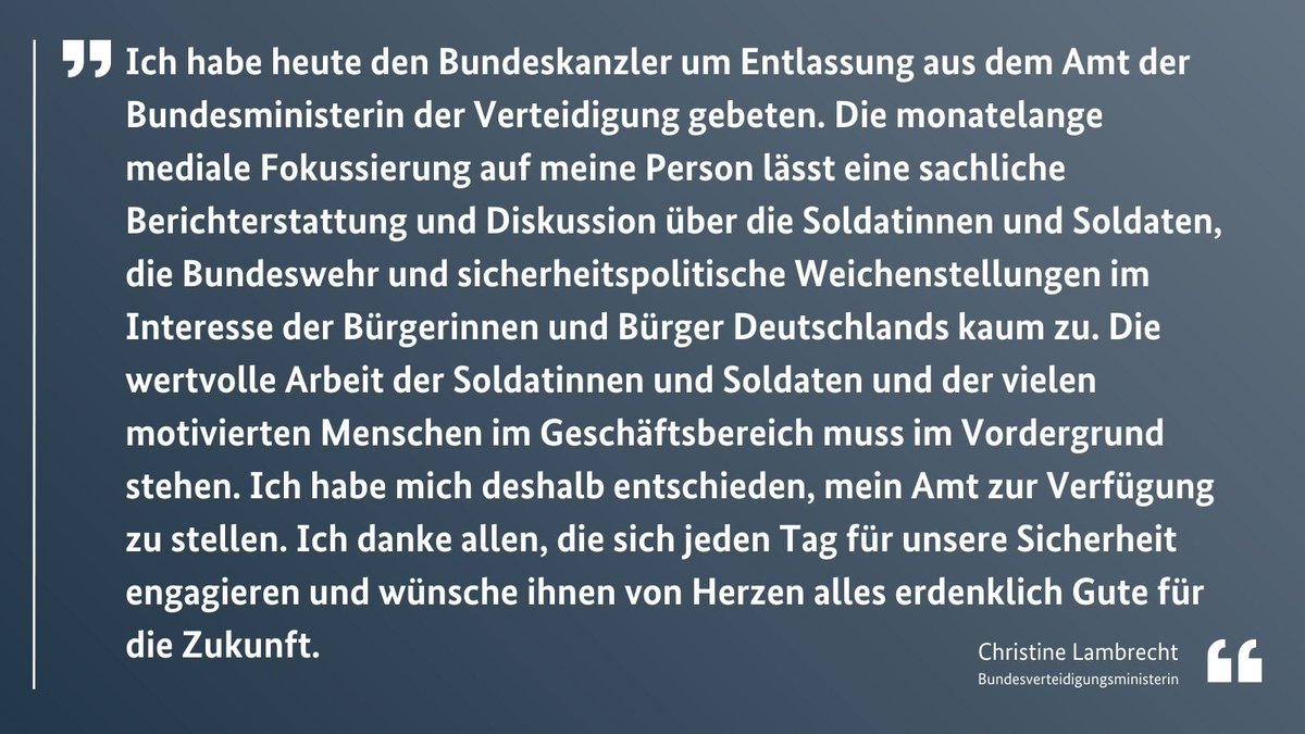 BMVg_Bundeswehr's tweet image. Meldung - Bundesministerin der Verteidigung Christine Lambrecht erklärt: