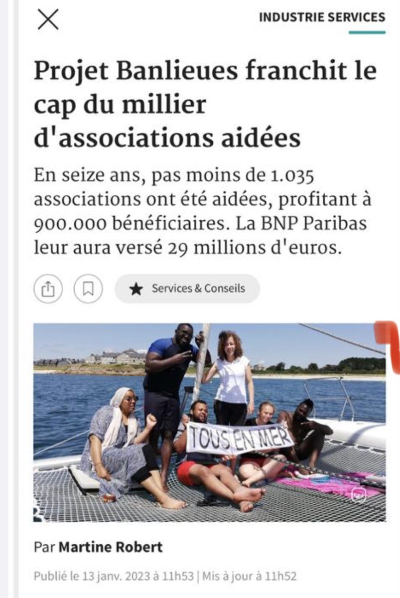 Bravo à <a href="/FondationBNPP/">Fondation BNP Paribas</a> pour son engagement actif au service de nos territoires les plus pauvres #qpv

Les 35 autres enseignes bancaires doivent suivre cet exemple positif en se mobilisant autant ou d'avantage pour soutenir la croissance des 55 000 #tpe #pme qui y sont installées
