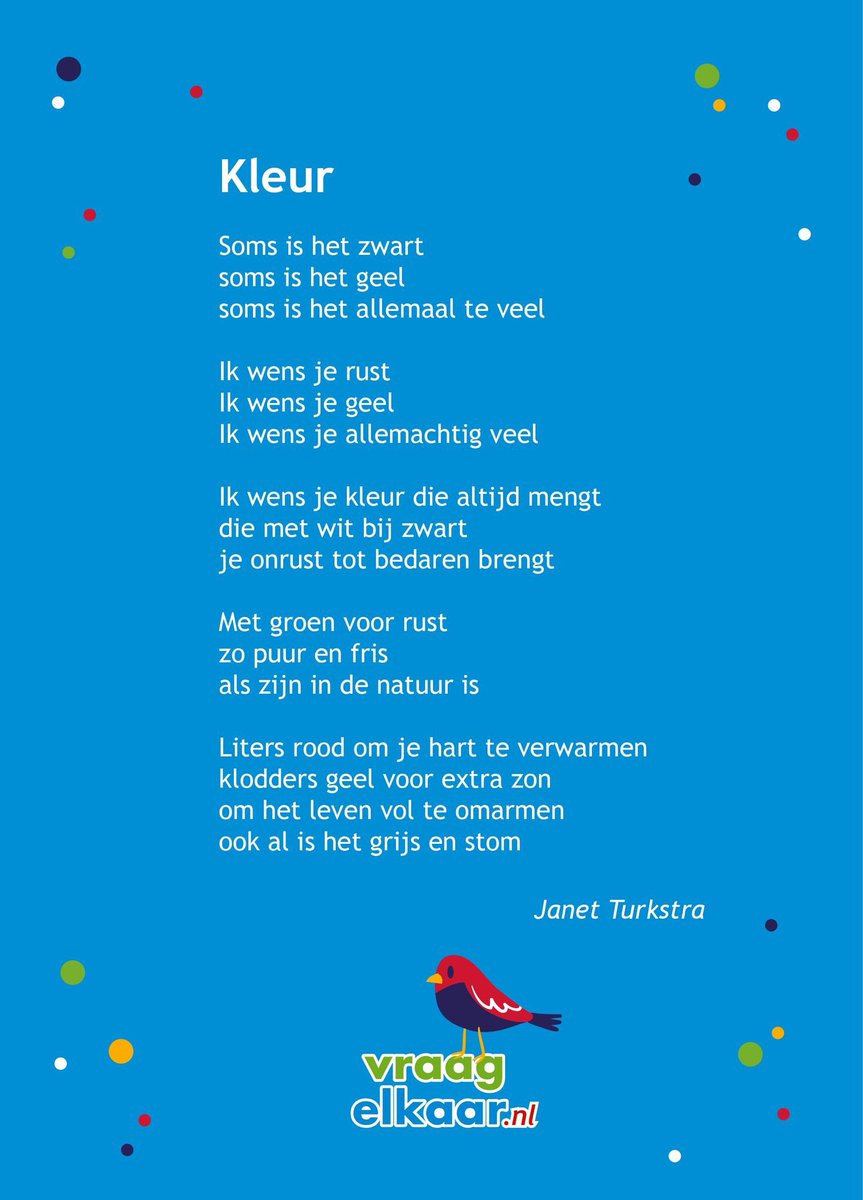 Soms is het zwart
soms is het geel
soms is het allemaal te veel 

We gunnen je een sprankje kleur 🎨 op deze #bluemonday. Delen = ❤️

Zou je gewoon even willen kletsen, wandelen of fietsen? Via Vraagelkaar kom je in contact met buurtgenoten die bij je passen.    
#eenzaam