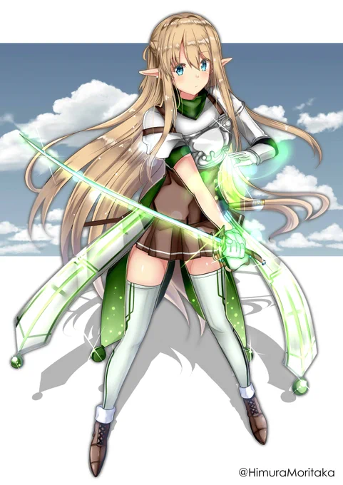 今日のお題、フカンを意識しました。エルフさんはこの絵の娘です。 
