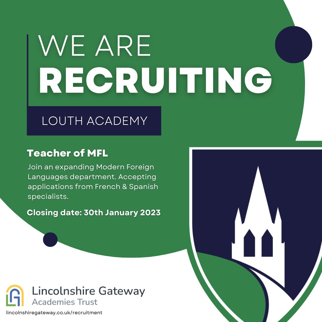 Due to an increased uptake of students opting for Modern Foreign Languages this is an exciting time to join our MFL department.

Applications from both French and Spanish specialists would be welcomed.

For more info, please visit our Recruitment page via <a href="/lincsgateway/">Lincolnshire Gateway Academies Trust</a> website.