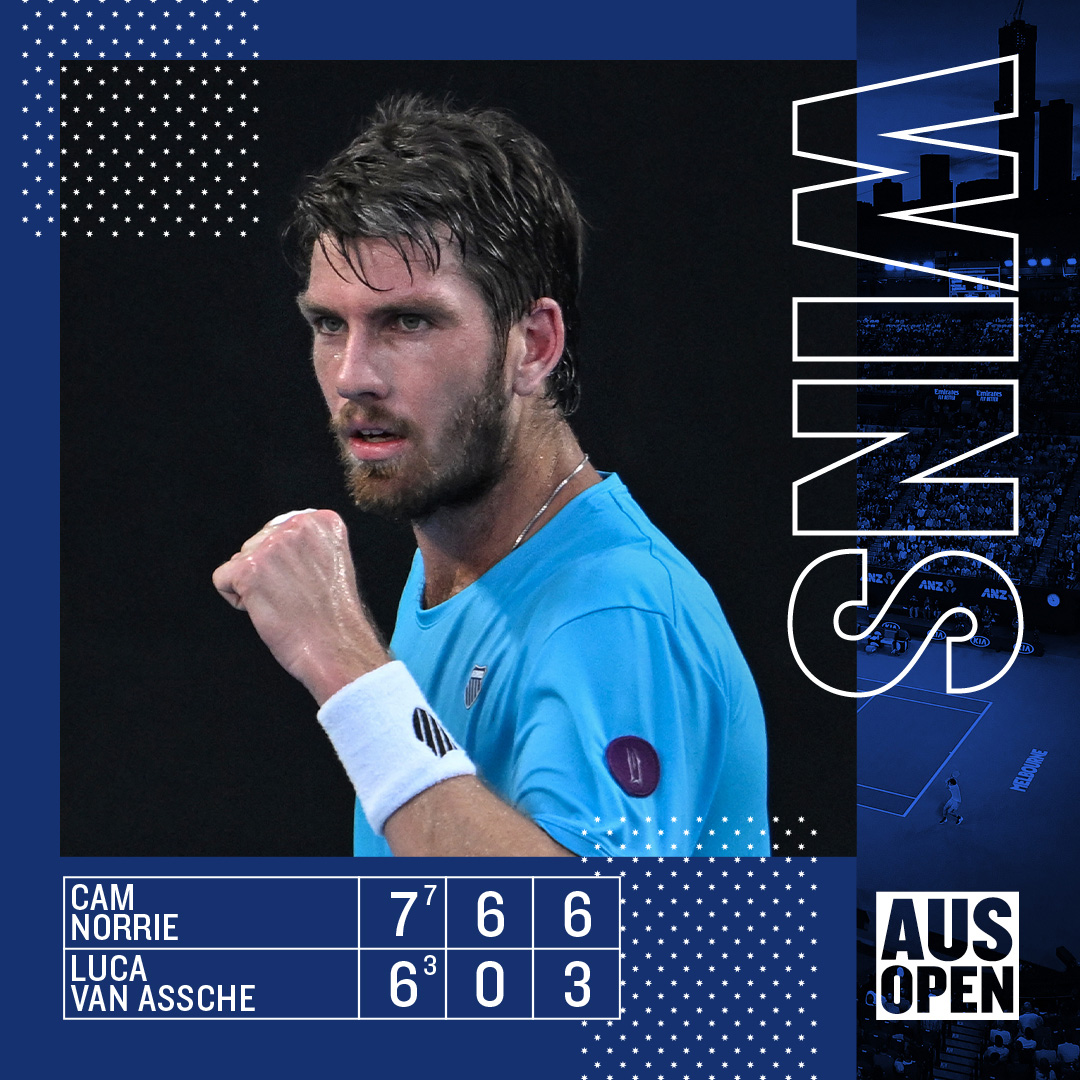 the_LTA's tweet image. Strong start at the @AustralianOpen for @cam_norrie 👊

#BackTheBrits 🇬🇧 | #AusOpen