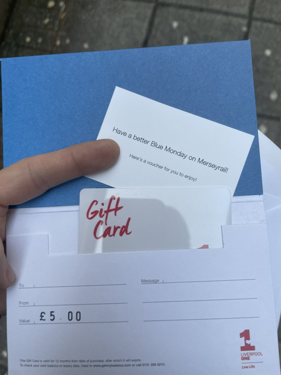 Minion_Mike's tweet photo. “Have a better #BlueMonday on @merseyrail” Cheers for the free fiver guys 😁 https://t.co/MaOxQbkfb1