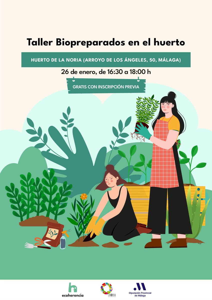 EcoherenciaSCA's tweet photo. Taller Biopreparados en el huerto. Para prevenir y/o combatir algunas de las plagas y enfermedades más comunes en nuestras huertas.
📆  26/1/23 16:30 a 18:00 h.
📍@lanoria_mlg
📝Inscripciones: https://t.co/FAW8LcJDHQ
*Gratis hasta completar aforo https://t.co/0lb964qwWB