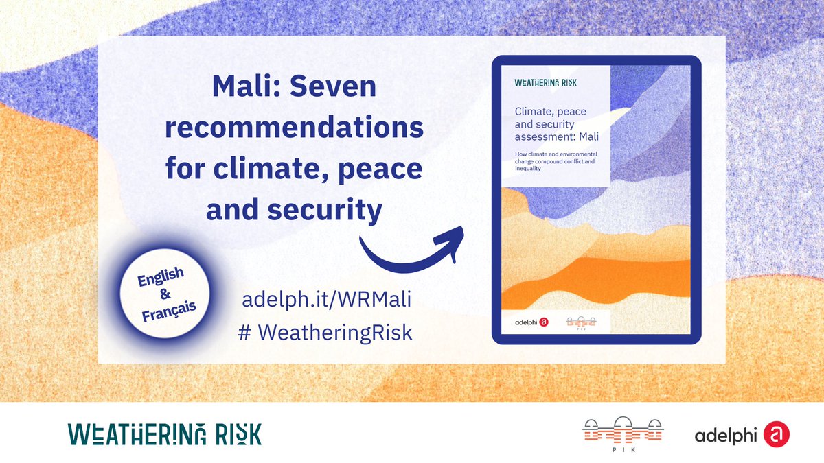 The Climate, Peace and Security Assessment on Mali🇲🇱 is the first national case study using the #WeatheringRisk methodology, combining state-of-the-art climate impacts data with on-the-ground conflict analysis.

🧐EXPLORE: adelph.it/WRMali
Également disponible en français
