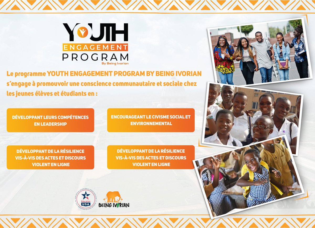 BeingIvorian's tweet photo. Aujourd’hui, la citoyenneté est en crise. En Côte d’Ivoire particulièrement, le constat est amer. Being Ivorian tente donc de répondre aux fléaux de l’incivisme en initiant le "Youth Engagement Program by Being Ivorian"

Stay tuned !

#beingivorian #YEP #educationusa https://t.co/OPsd78Th8N