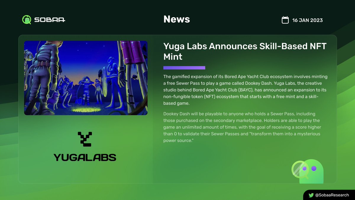 Yuga Labs Announces Skill-Based NFT Mint @yugalabs #NFTs #NFTsDeepResearch #Sobaa #SobaaResearch #News #YugaLabs