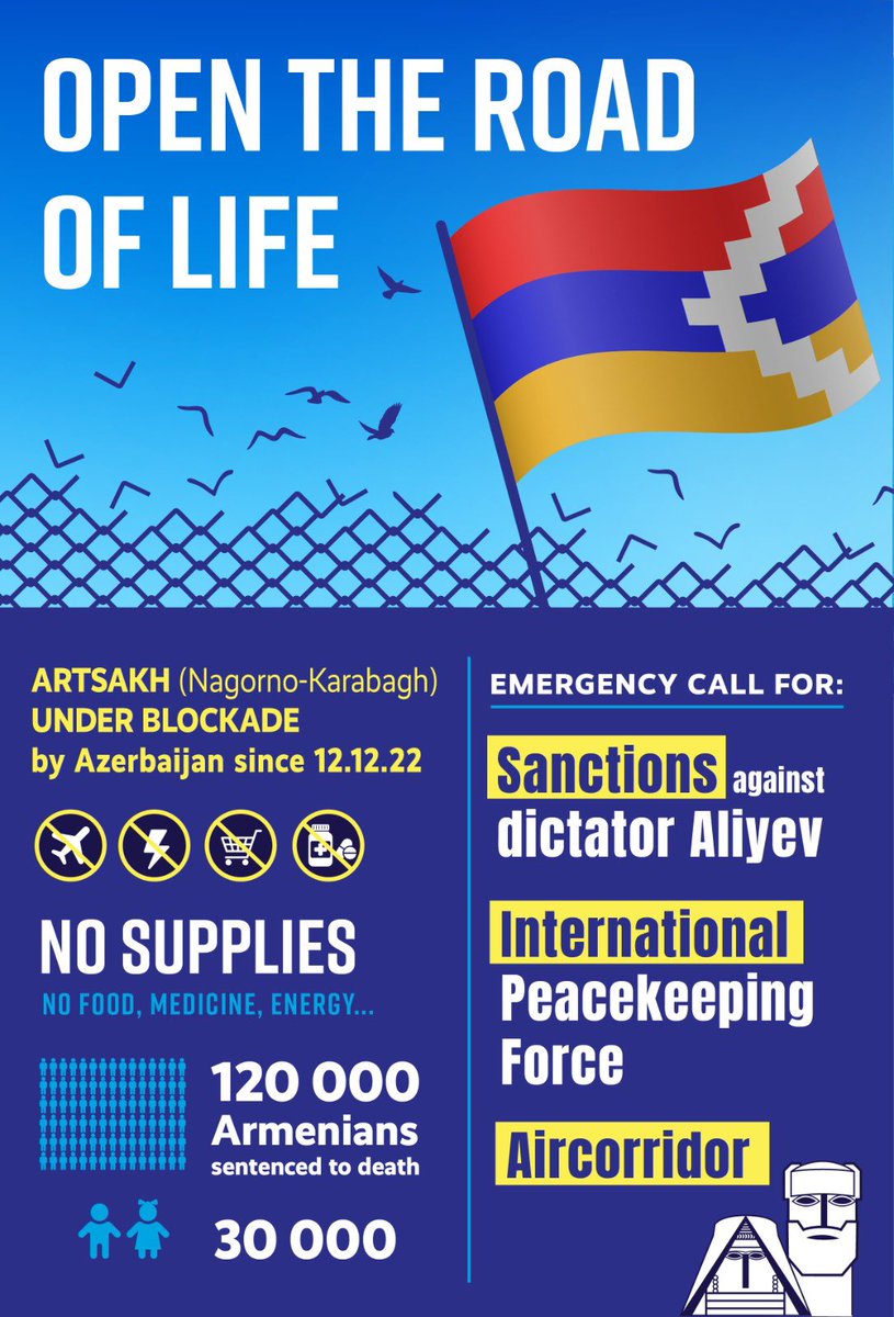 tbalayan's tweet photo. Day 36 of sadistic and unlawful #ArtsakhBlockade by the despotic Aliyev regime. No sustainable food and medical supplies for 120000 people trapped in their homes under the siege. #artsakhairlift
🔗👇
https://t.co/V2pS52xQ59 https://t.co/4Kl08LrzjP