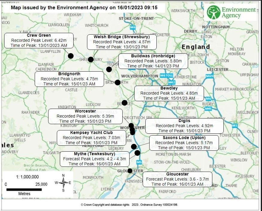 EnvAgencyMids's tweet photo. Here's the latest forecasted #river peaks to accompany our #flood warning service. 

These maps show peaks for the #Severn, #Wye, #Teme &amp; #Avon catchments.

This is a guide as forecasts can change. For current river levels go to 

https://t.co/sBhoMg46cw
#PrepareActSurvive https://t.co/HGHJPUEuez
