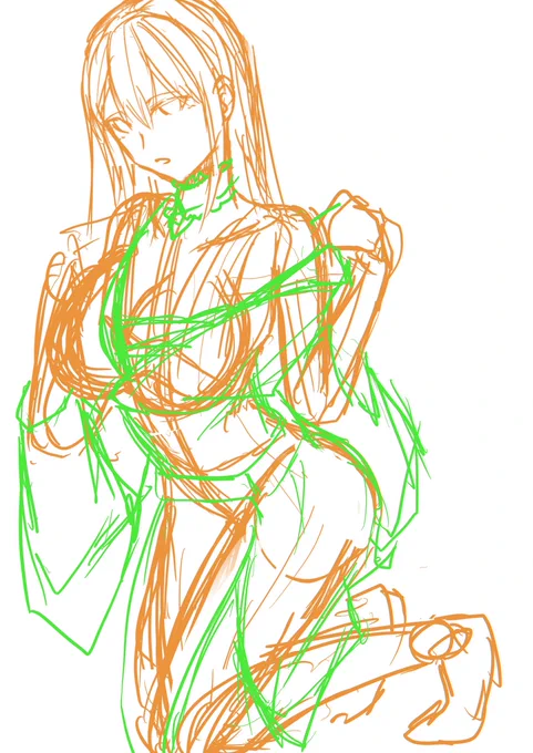 #Skeb もう一度はうまく着れないラフ描いてる 