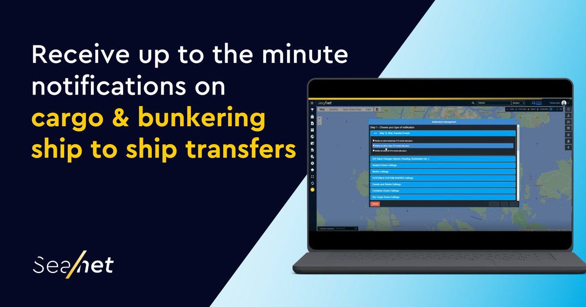 seabymaritech's tweet photo. You can now receive notifications on all cargo and bunkering Ship to Ship Transfer activities.

Get started now - https://t.co/tr5XmpLmbg

#shiptoshiptransfer #sts #stsactivity #ais #vesseltracking #marketinsight https://t.co/YE2vrH9DUd