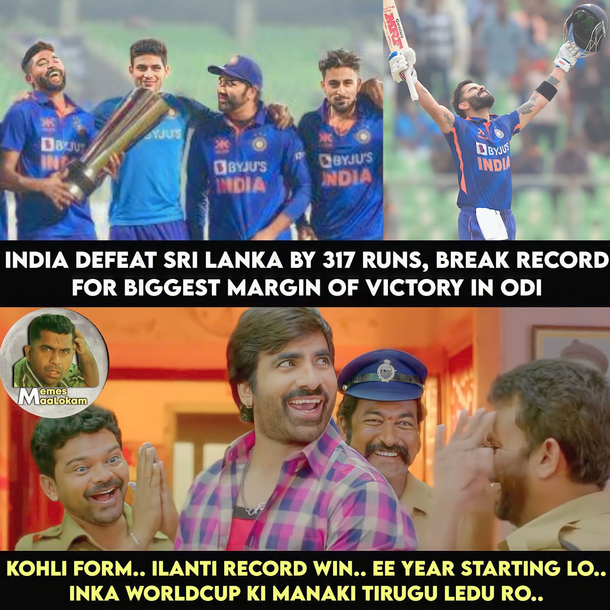 Nb4Ea's tweet photo. Record win + Kohi Form 😍🔥
#TeamIndia #Worldcup #Kohli #Siraj #Recordbreak #Biggestever #ODI #Cricket #IndvsSL #2023 #Yearstart
Follow @Nb4Ea 👈 https://t.co/pe4PCmWTyR