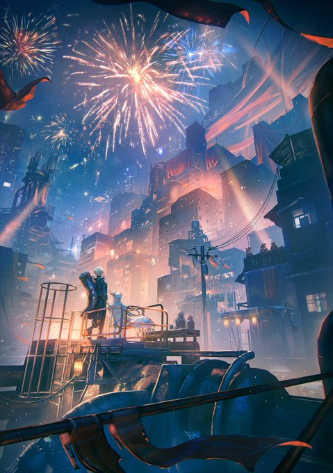 「1boy aerial fireworks」 illustration images(Latest)
