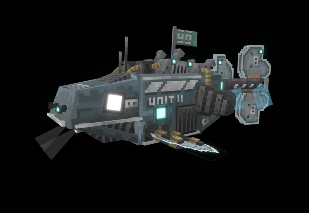 BoRoger4's tweet photo. Mechanical fish. Made in  #blockbench https://t.co/S8Mqfv2aym
