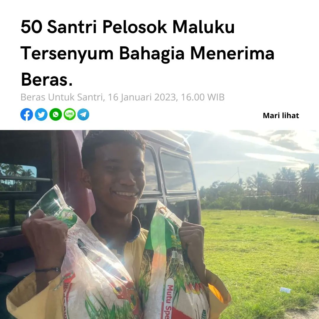 FREEFOODCAR1's tweet photo. Kabar dari Maluku. Hari ini membuat para santri tersenyum senang karena mendapatkan beras dari Sekolah Relawan untuk kebutuhan sehari-hari mereka.

Kehadiran bantuan beras dari Sekolah Relawan ini sangat membantu mereka. Yuk support terus kegiatan berbagi beras #maluku https://t.co/u9KESSg2CJ