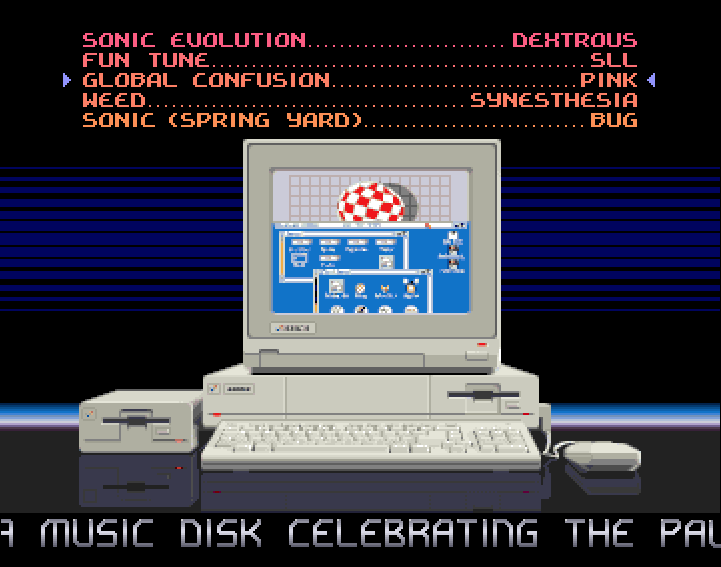 JudgeDrokk's tweet image. A wonderful new #AMIGA music disk  
"The Beautiful Machine" from ARTSTATE.
A celebration of the PAULA chip with 20 old-skool tracks on just 1 disk!
Code &amp;amp; GFX by Motion/Artstate. 
It was a pleasure to make scroll-text for this release. 
Link demozoo.org/productions/31…  
#MiSterFPGA