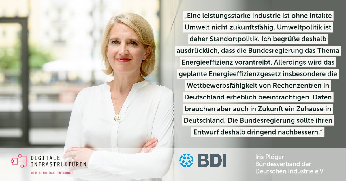 #Daten brauchen auch in Zukunft ein Zuhause in Dtl. Doch das geplante #Energieeffizienzgesetz der #Ampel schränkt die Wettbewerbsfähigkeit von #Rechenzentren erheblich ein. "Die Ampel sollte ihren Entwurf dringend nachbessern", so Iris Plöger <a href="/Der_BDI/">BDI</a> #EnEfG