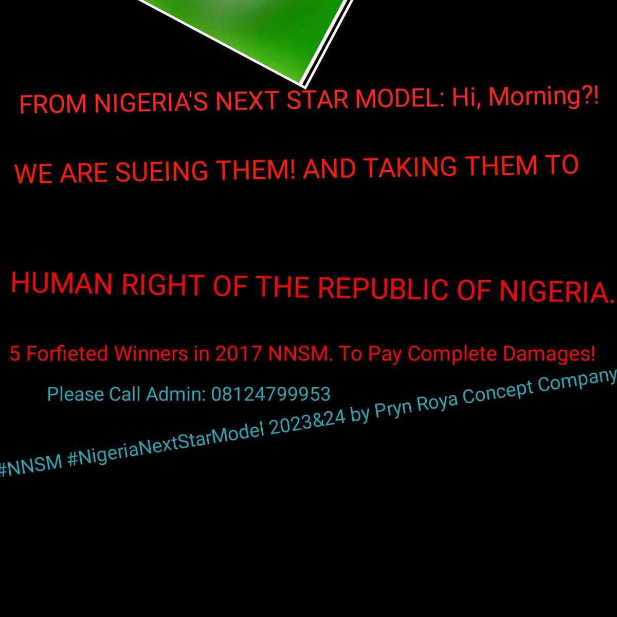 nnstarm's tweet photo. PRYN ROYA LEGALS ( BY NIGERIA LAW ENFORCEMENT AUTHORITY) - @prynroyaconcept  CEO'd by @princessblessingmcguire is announcing, to the public awareness that, They (WE) will be Suing the FAKE 5 winning models of our 2017's @nigerianextstarmodel2023 https://t.co/gSByFX9IZl