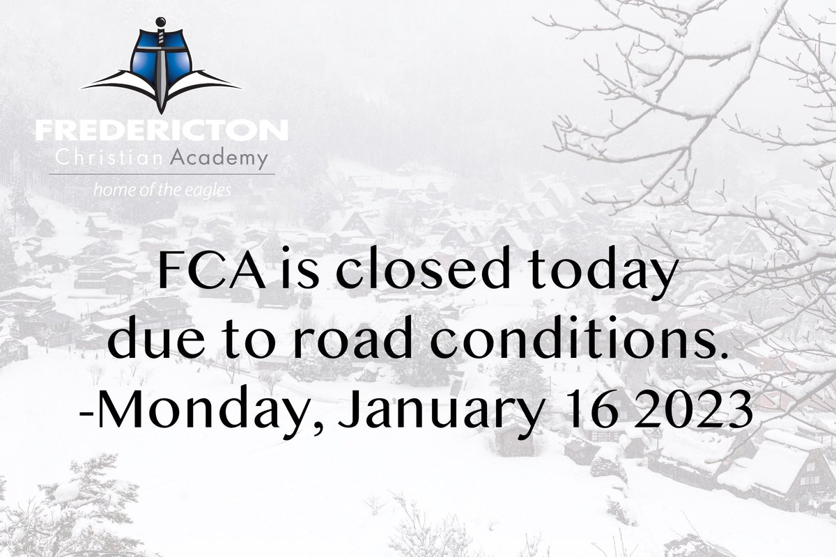 MeetFCA's tweet photo. FCA is closed today due to road conditions #Fredericton #NBStorm https://t.co/KatpmMZBx1