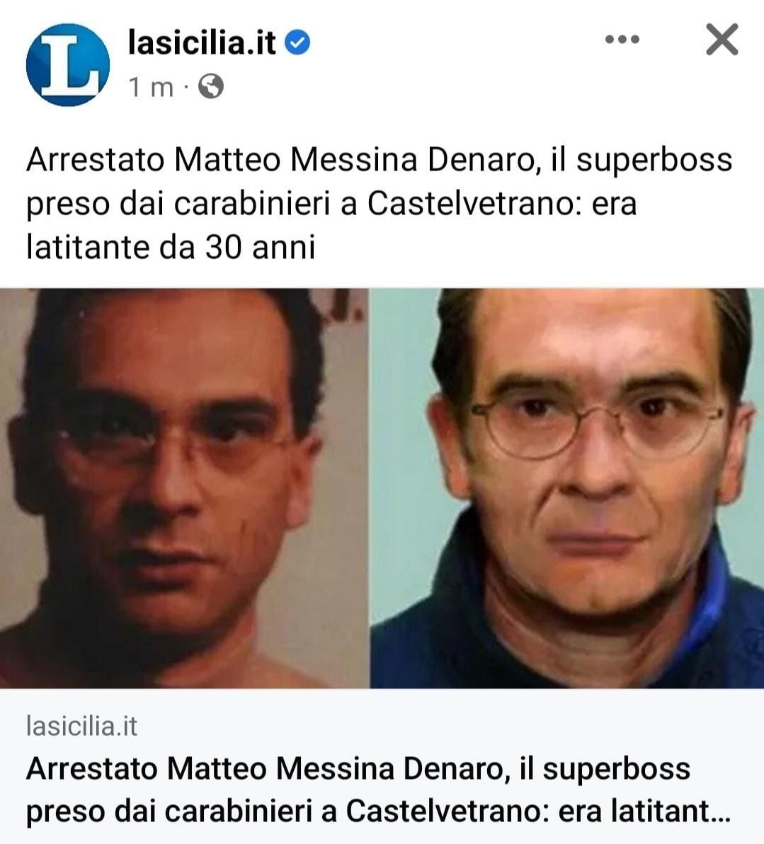 #Arrestato il superboss #MatteoMessinaDenaro, cogliamo pertanto l'occasione per complimentarci con i #Carabinieri, la #Magistratura, e tutte le forze dell'ordine che hanno permesso il raggiungimento di questo risultato.
sicilia.gazzettadelsud.it/foto/cronaca/2…