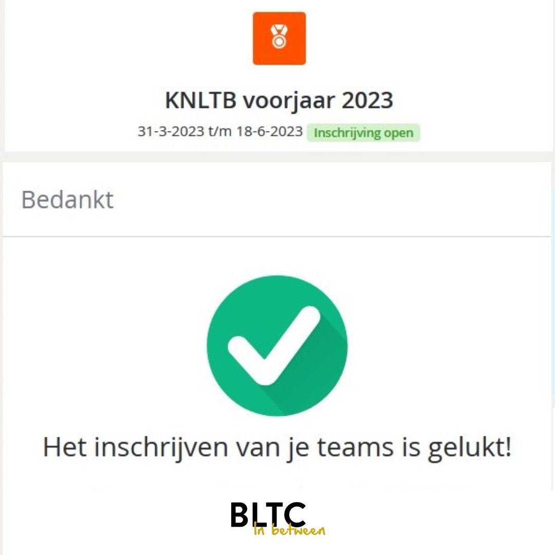 BLTC_inbetween's tweet image. Alle teams die zich hebben opgegeven voor de Voorjaarscompetitie zijn aangemeld bij de KNLTB.
Het grote wachten op de poule-indeling is begonnen!

#vjc2023 #knltb #tennis #BLTC #Blaricum #gezellig #sportief #regio #tennisvrienden #tennisbeginner #tennistopper #zinin