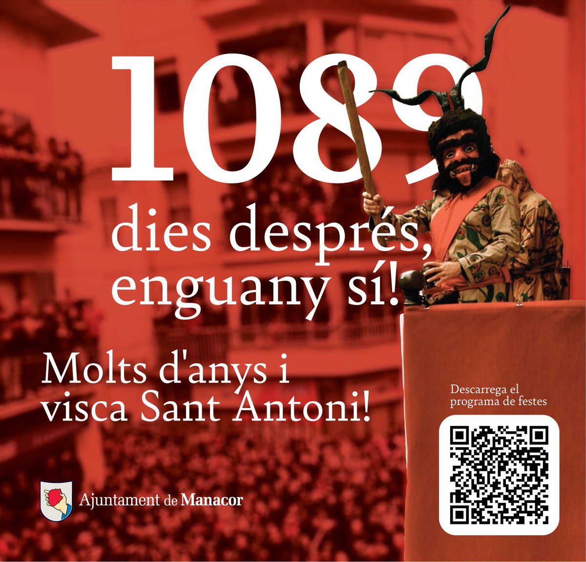 🔥 Com podem explicar les ganes que en teníem? Com un calfred que ens recorre l'espinada, com una emoció que ens omple el pit, com un crit de joia i orgull!

🔥 Enguany, sí! VISCA SANT ANTONI!
.
.
.
#SantAntoniManacor2023
#SantAntoni2023
#FeimPoble