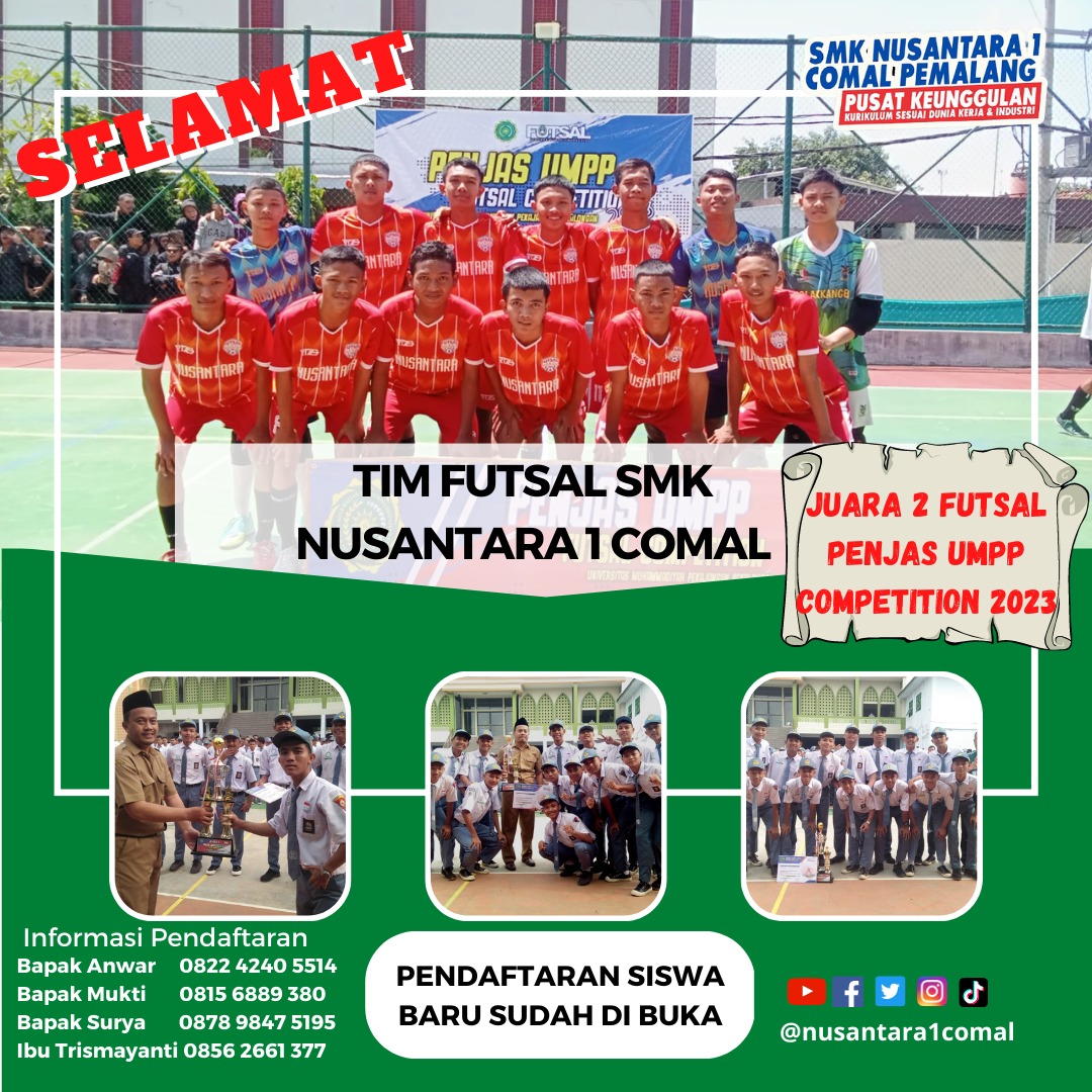 nusantara1comal's tweet photo. Selamat untuk Tim Futsal smk Nusantara 1 comal. https://t.co/v15aXqoFCj