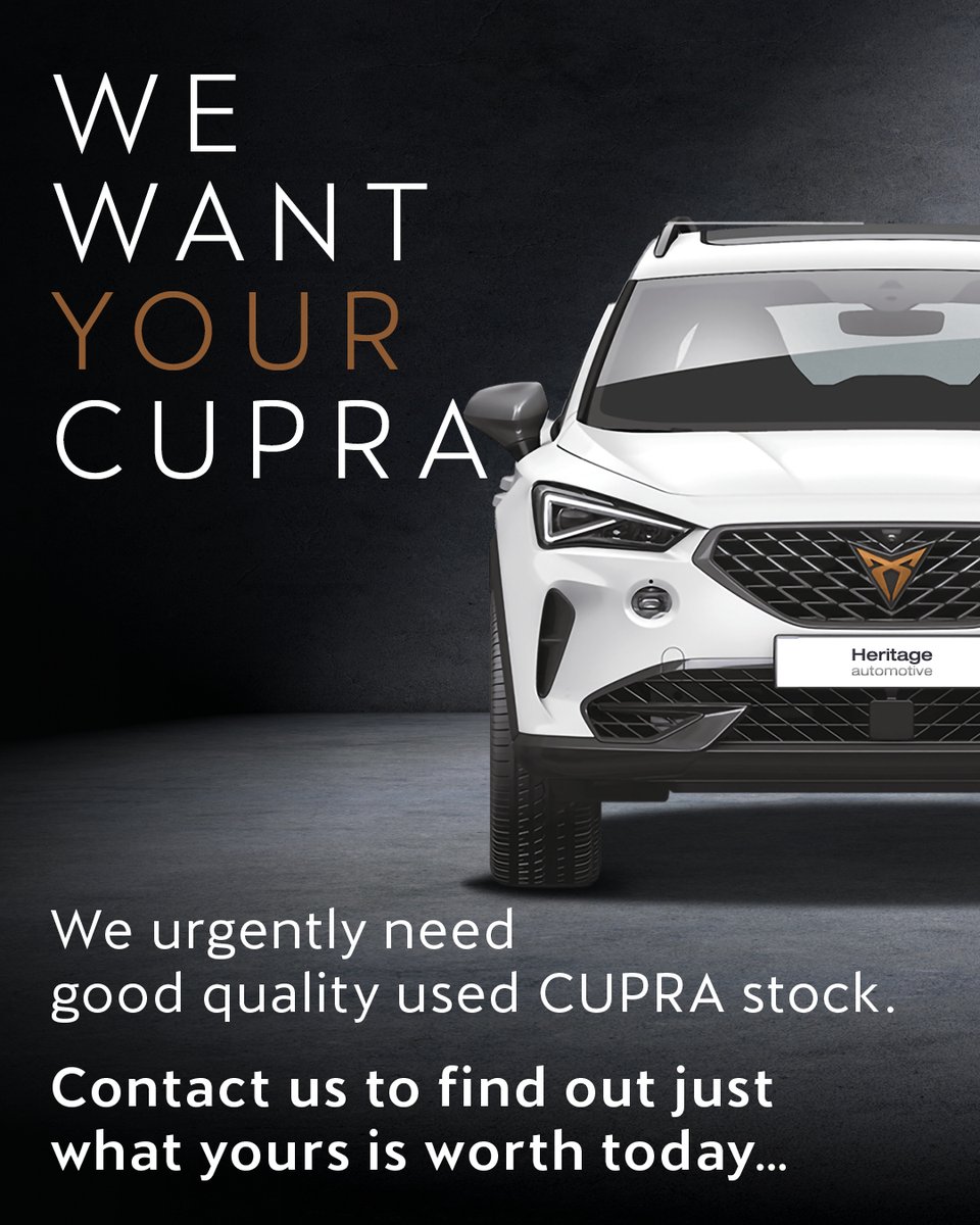 Heritage_Autos's tweet photo. Want to get rid of your car stress free?

Do you own a Cupra that is less than 6 years old with less than 60,000 miles?
 
If this sounds like you, why not fill out a valuation at: https://t.co/Rr2XgAswd3

#HeritageAutomotive #UsedCar #UsedCupra  
21 Jan 2023 https://t.co/1Ztu46dXfl