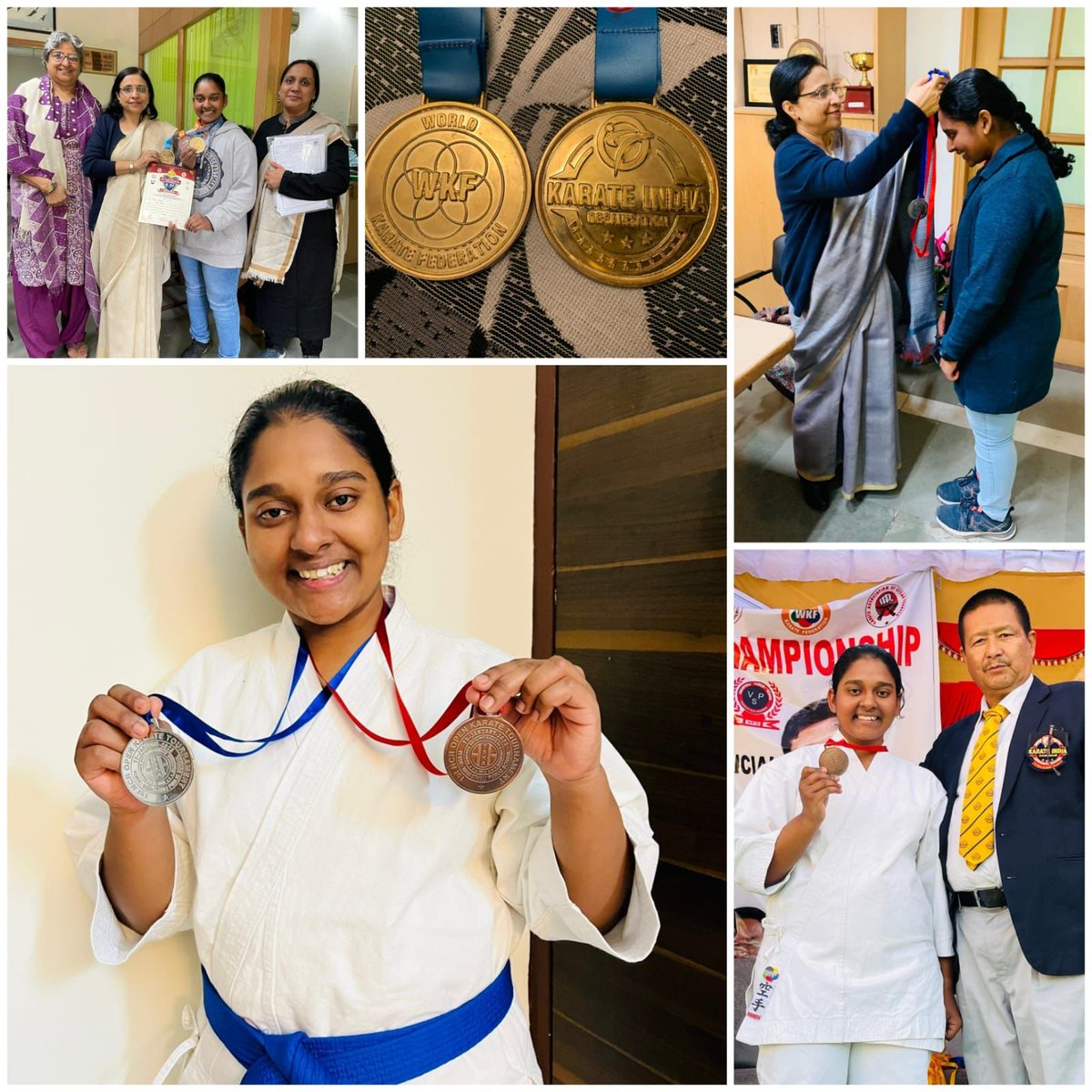 ipcollegedu's tweet photo. Ms. Rhea Sinha student of BA (H) Psychology won 2 Gold medals in the 2nd North Zone Karate Championship, 2022  &amp; got selected for the All India level Championship. She represented North zone &amp; won a Bronze medal in the All India Inter-Zone Karate Championship, December 2022. https://t.co/kLjxcSVshl