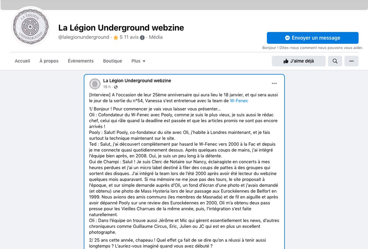 WFenec's tweet photo. Nous avons été interviewé par le #webzine La Légion Underground à l'occasion de nos 25 ans, merci à eux ! : https://t.co/RLmy7S65Y8 
#25ans #WFENECMAG #WFenec #interview #anniversaire #lalegionunderground #onestvieux @elodie_jouault #ariapromotion https://t.co/pQ59PThJKx