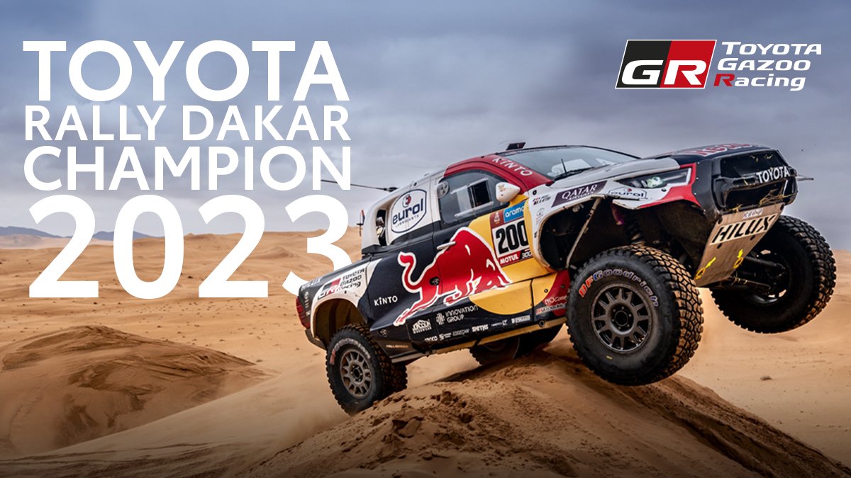 Per il secondo anno consecutivo, Toyota è campione della Dakar! 
🏆 1° posto per Nasser Al-Attiyah e Mathieu Baumel
💥 4° per Giniel de Villiers e Dennis Murphy
🙌 5° per Henk Lategan e Brett Cummings
💪 4 Toyota Hilux T1+ nella Top 5
#NotJustForSport #TeamHilux #Hilux #Dakar2023