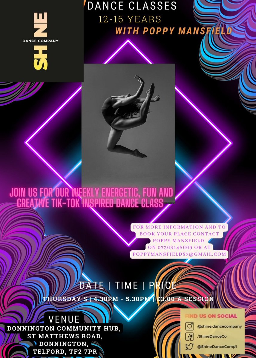 ShineDanceComp1's tweet photo. Only 4 more days until we launch our BRAND NEW Tik- Tok inspired dance class! 💃🩰🎉

The wonderful news is we offer a FREE Taster Session,  so you can see if the class is suitable for you.

Contact us to book your place today.

We hope to see you there! https://t.co/aUpLZ97yGJ