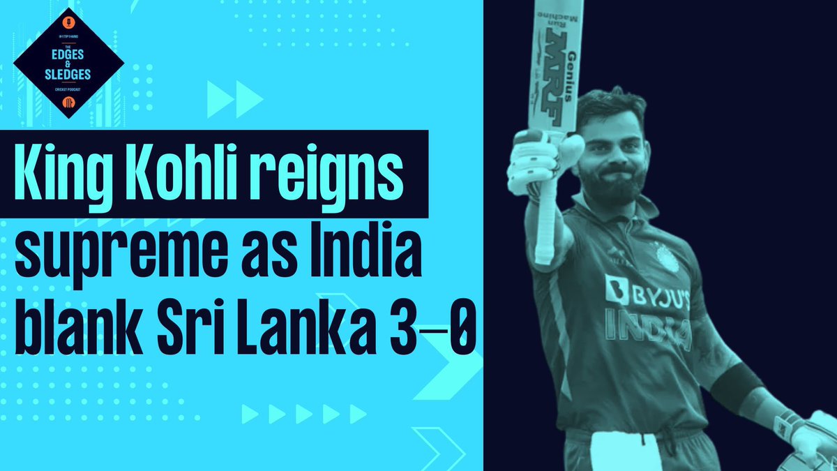 1tip1hand's tweet photo. *EPISODE 259*

On this week’s Edges &amp; Sledges, we talk about King Kohli's supreme form as India defeat Sri Lanka 3-0 in the ODIs.

Youtube: https://t.co/meovSKZ1xv

Apple: https://t.co/G6vWpeLdJt

Spotify: https://t.co/aBJJCUxVtv

Google: https://t.co/Gav6szjsLd

#IndvSL #IndvsSL https://t.co/leKil0Kezg