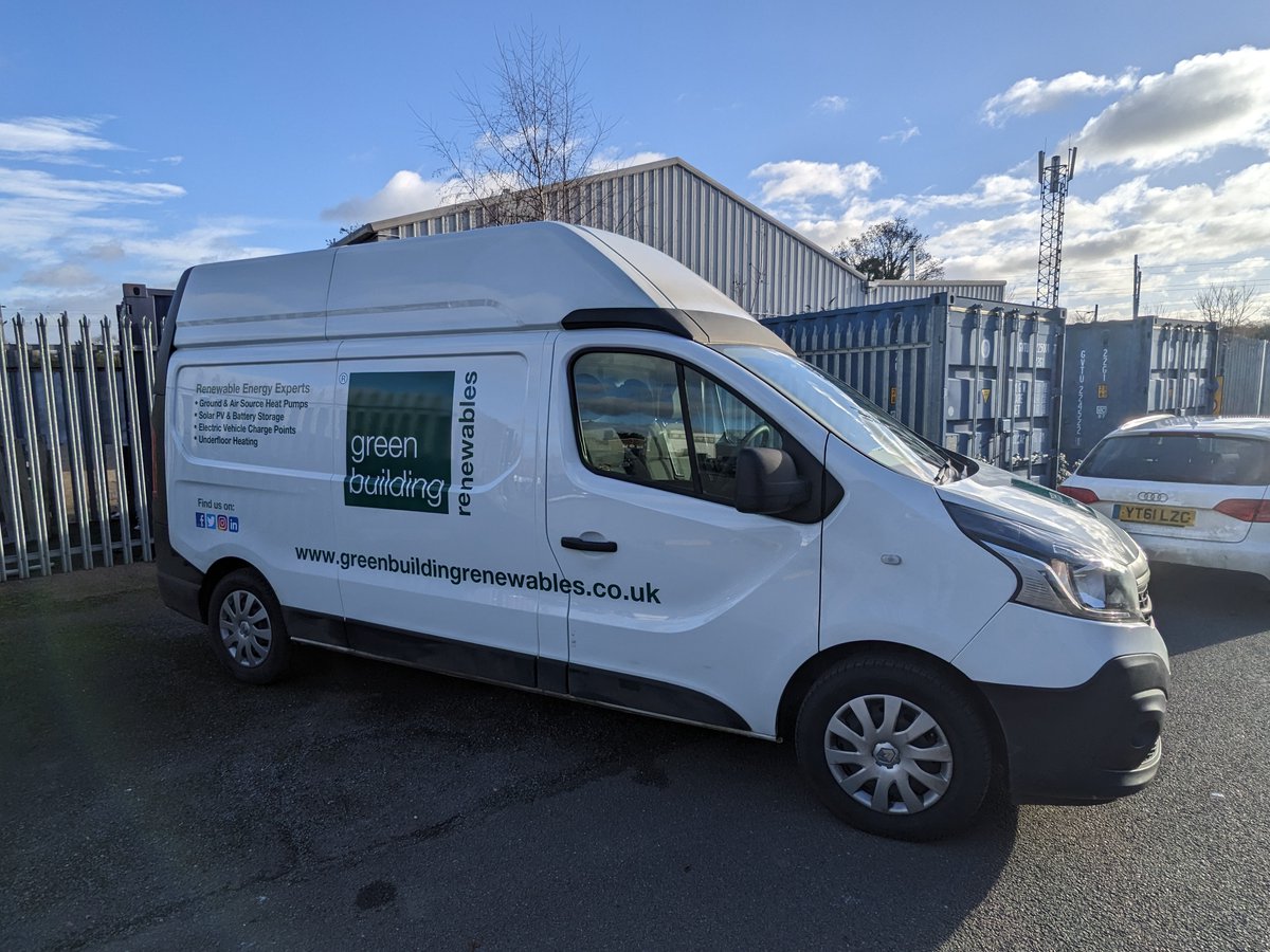 G_B_Renewables's tweet photo. Our first Green Building Renewables' branded van for our Colchester Office is now on the road! Thanks to Select Signs LTD from Clacton-on-Sea for their quality work #fleet #sweetfleet #signage #vans #renewables https://t.co/YjuV8iUkyW