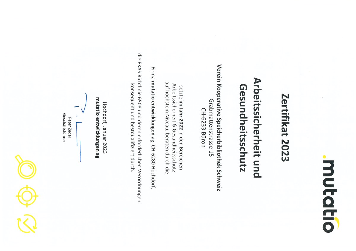 Auch für dieses Jahr wird uns höchstes Niveau in Arbeitssicherheit und Gesundheitsschutz attestiert. Darauf sind wir stolz.