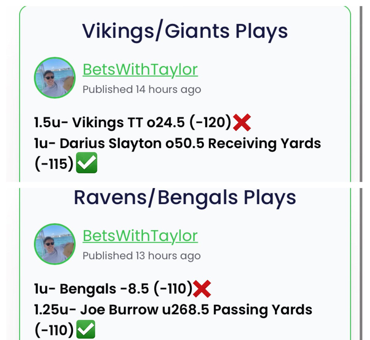 CartmanLocks's tweet photo. Weekend Recap
15-11 (+0.75u) ✅
Another weekend in the green!
#BetsWithTaylor #NBAPicks #NFLPicks #NBAProps #SportsBetting https://t.co/dKLdUTtnk1