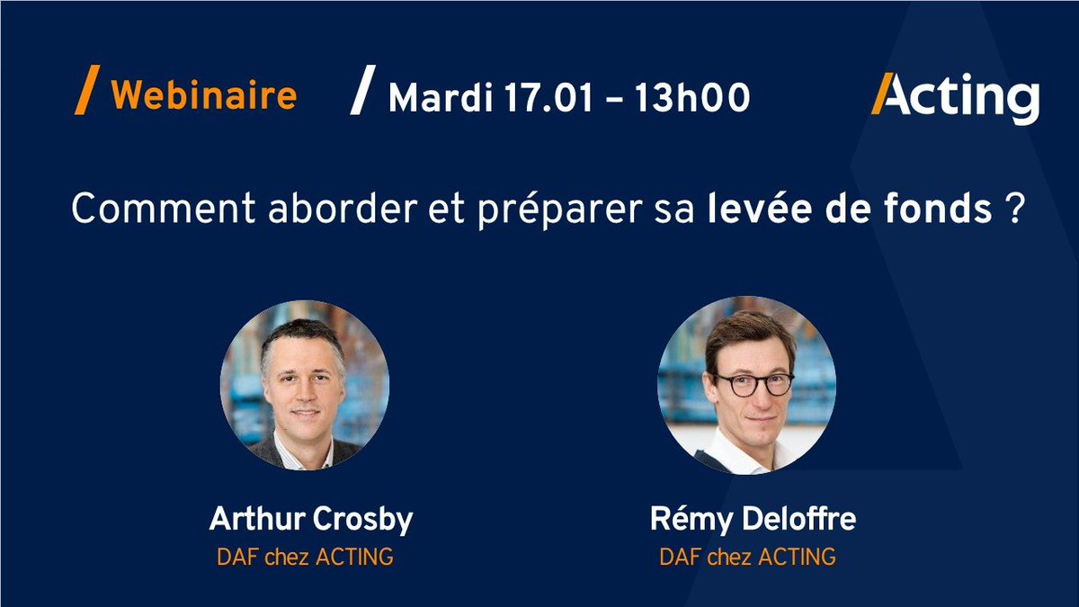💻 #WEBINAIRE La levée de fonds… vaste sujet qui intéresse de nombreux entrepreneurs ! 

Nos experts #ACTING vous ont concocté un webinaire pour préparer votre levée de fonds sereinement et éviter les erreurs les plus courantes 💪

🚨Ça se passe demain!
🎟linkedin.com/events/6970697…